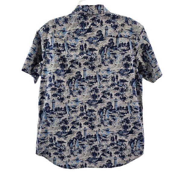 Columbia Men’s Sailboat Lighthouse Print Button Up Short Sleeve Shirt Sz Medium - Picture 11 of 15